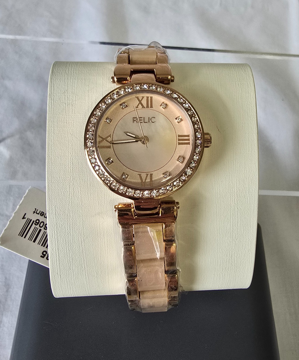 Relic by Fossil Rose Gold Folding Clasp Watch Up to 7" Wrist NIB